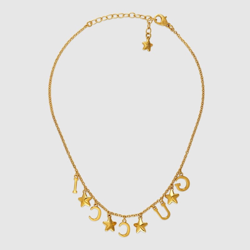 Gucci Double Script 18K Gold Necklace