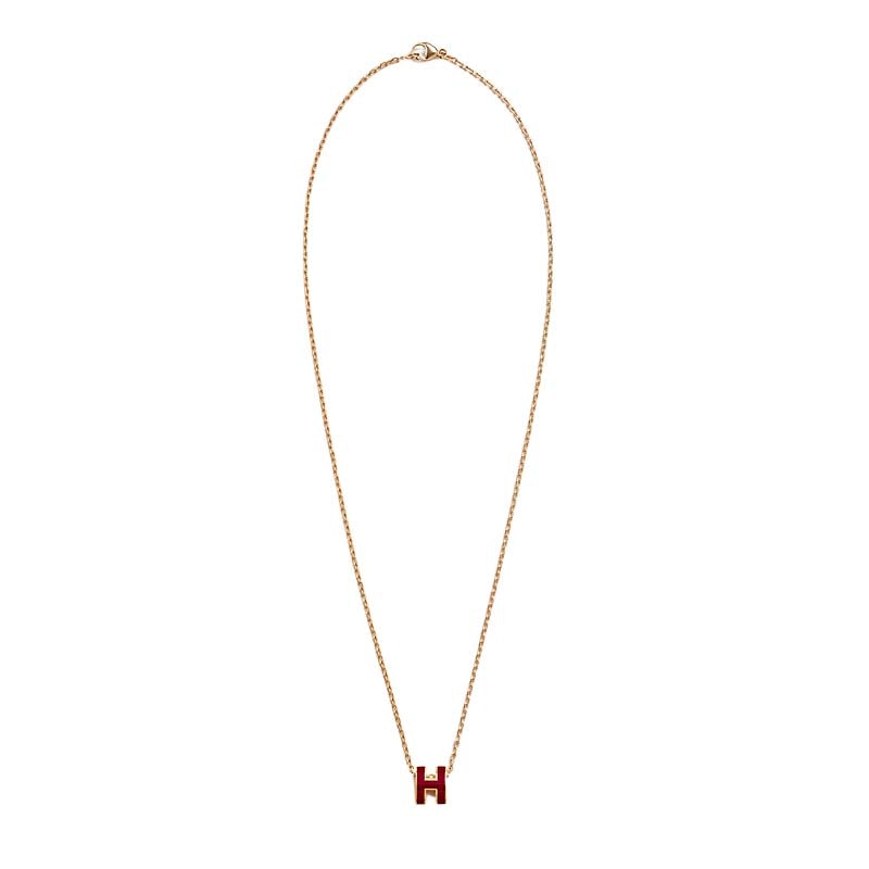 Hermes Mini Pop Red 18K Gold Necklace