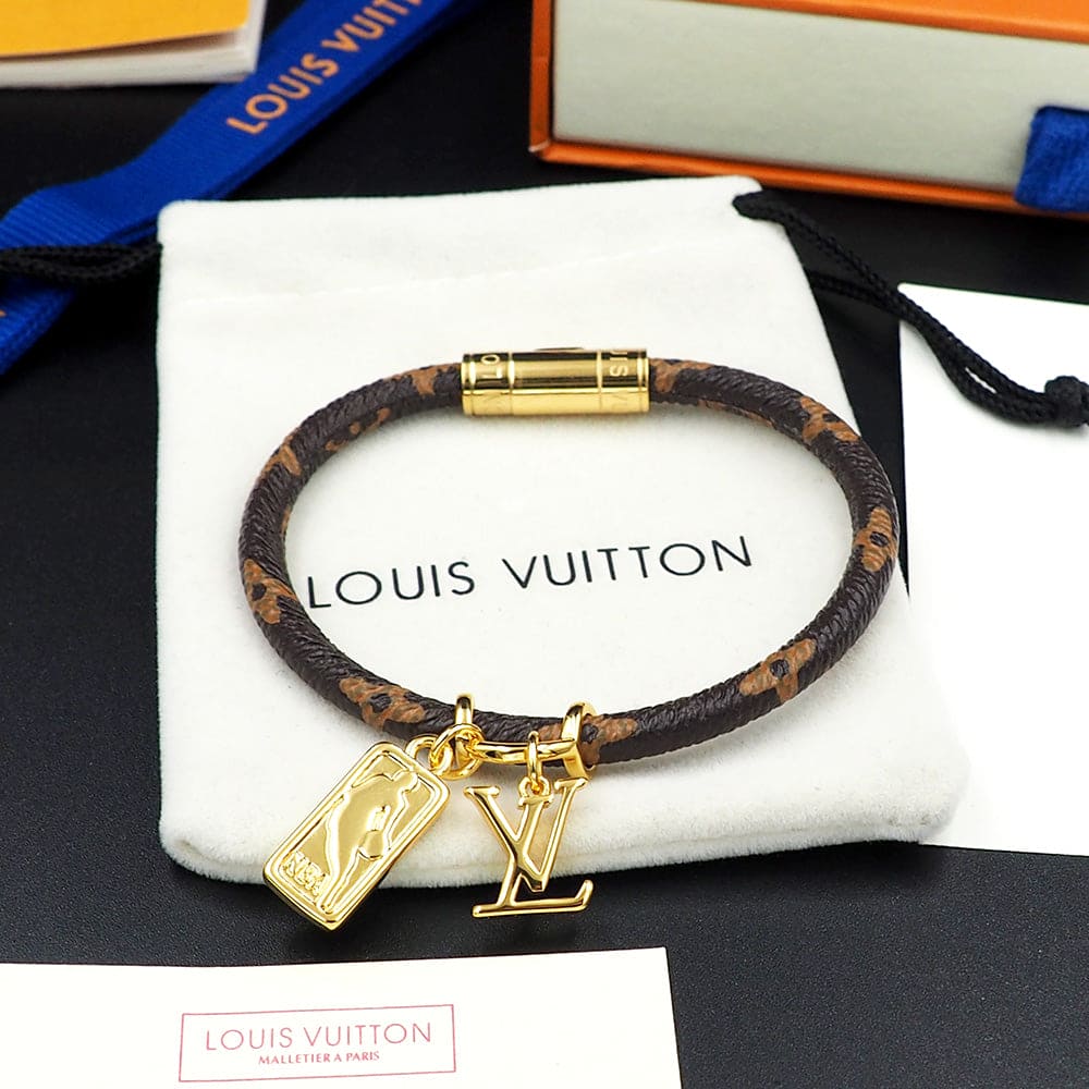 Louis Vuitton NBA Hang It Leather 18K Gold Bracelet