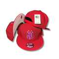 New York Yankees Red with Purple Embroidered Logo - Snapback Cap