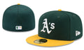 Oakland Athletics Green and Yellow Fitted Cap with Embroidered Logo