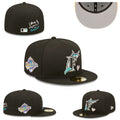 Miami Marlins World Series Fitted Hat with “Love & Hustle Game” Embroidery – Black