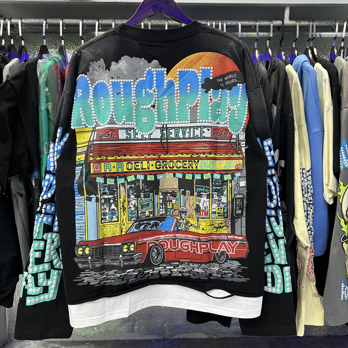 Rough Play Bodega Graphic Long-Sleeve T-Shirt — context
