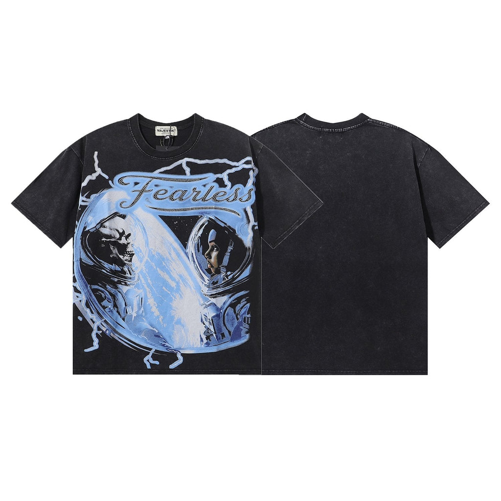 MAJESTIK Astronaut Skull Graphic T-Shirt — front