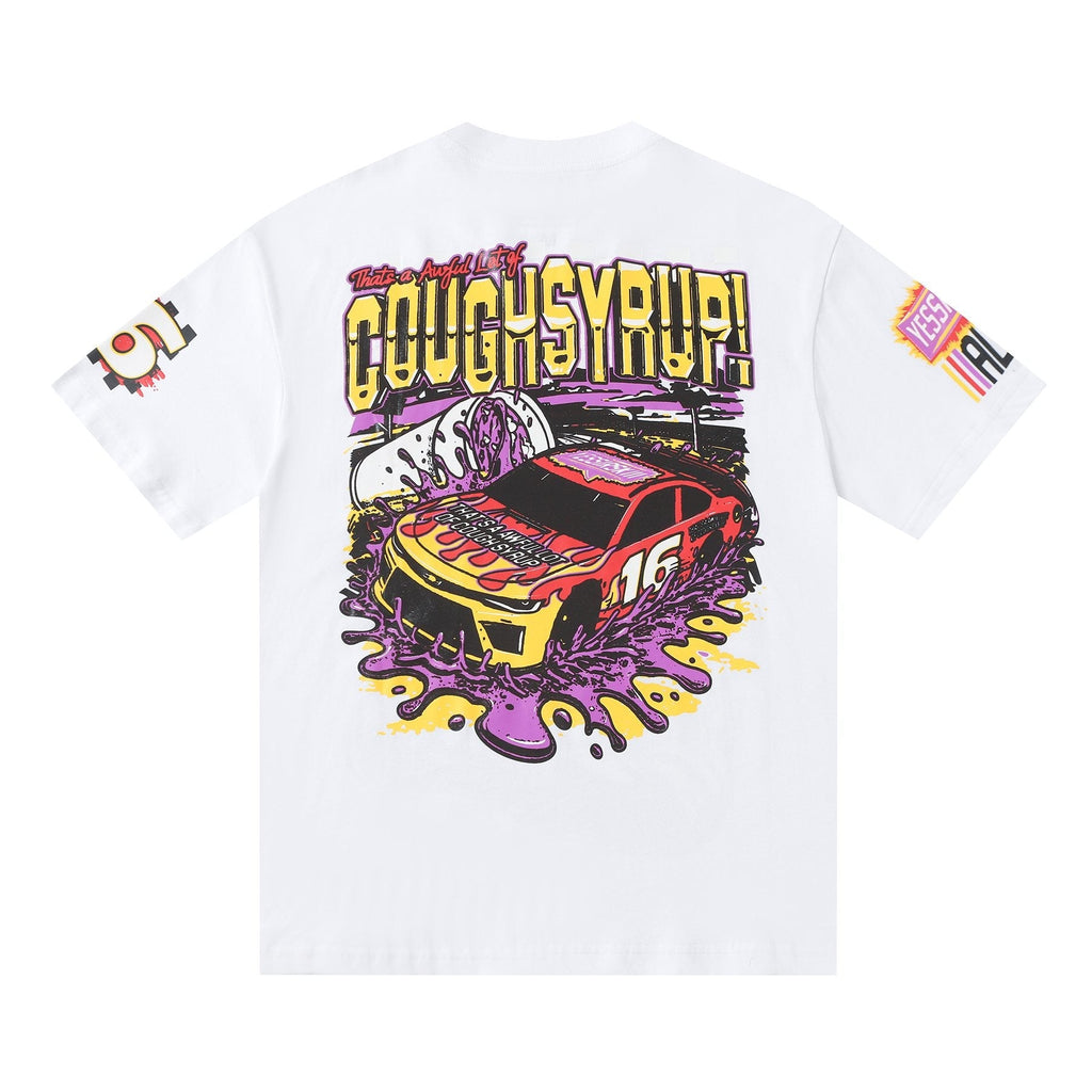 THAT'S A AWFUL LOT OF COUGH SYRUP Racing Graphic Short-Sleeve T-Shirt — back