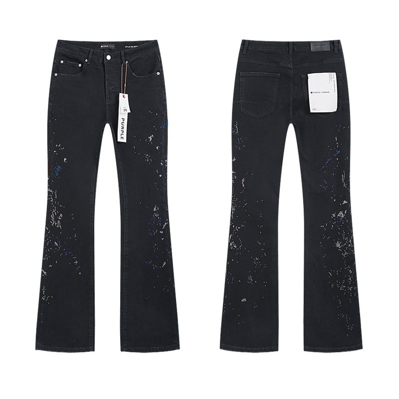 Purple Brand Rhinestone Splatter Black Jeans — hero