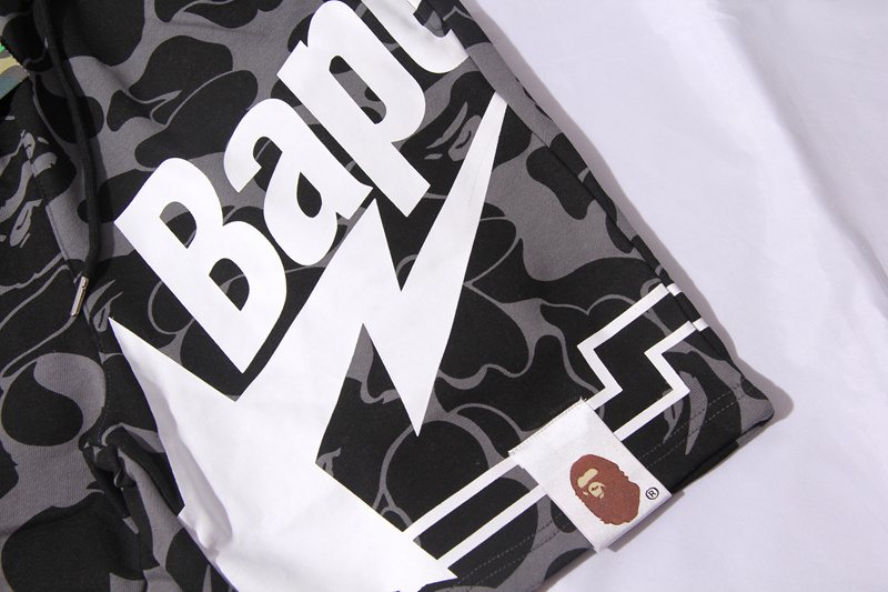 BAPE Black Camo Graphic Panel Shorts — detail