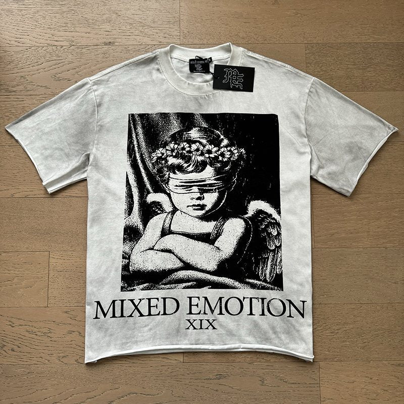 MIXED EMOTION Angel Back-Print Short-Sleeve T-Shirt — context