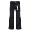 Purple Brand Black Coated Crinkle Flared Jeans — hero