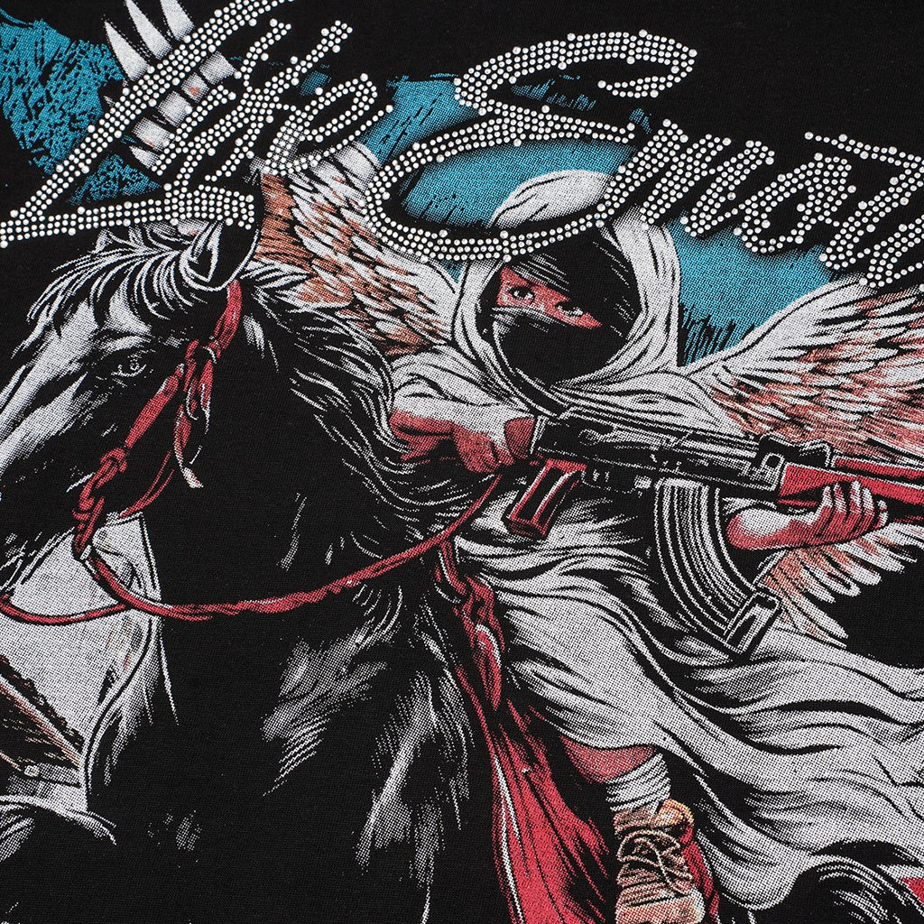 MIXED EMOTION Rhinestone Front Graphic T-Shirt — detail