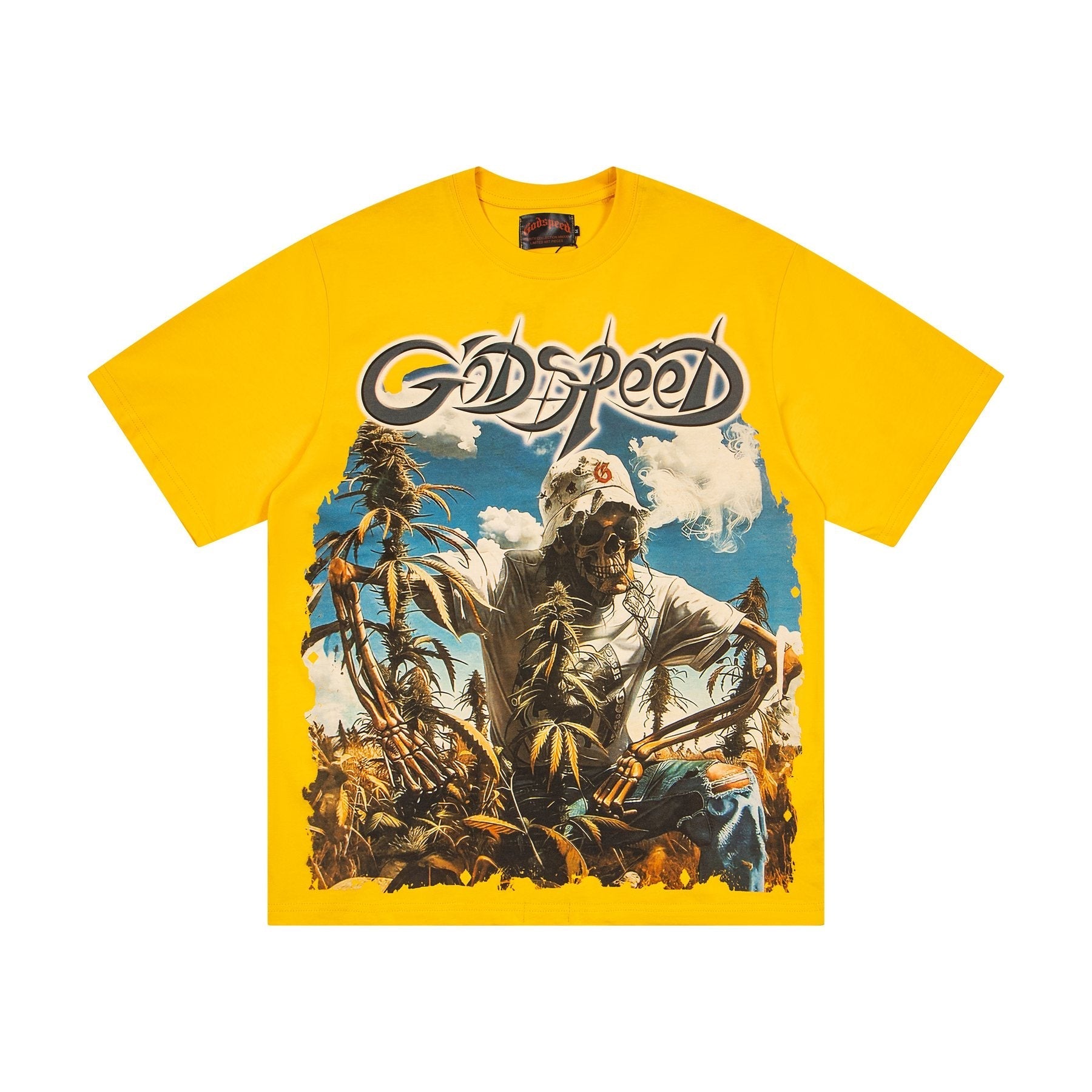 Godspeed It's Legalized Skeleton Palm Graphic T-Shirt — front