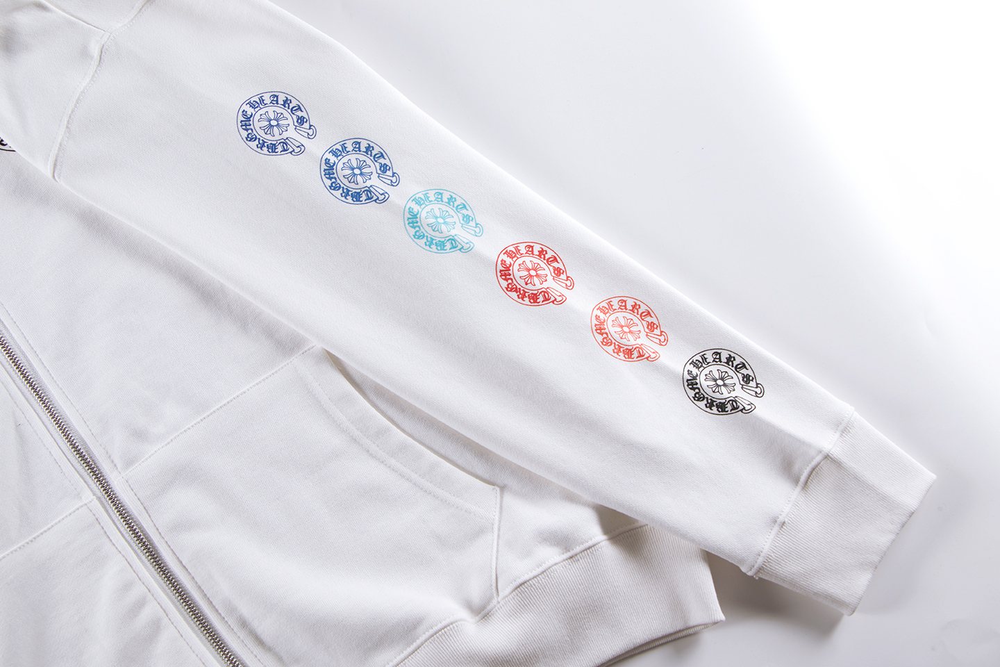 Chrome Hearts Rainbow Horseshoe Graphic Zip-Up Hoodie — detail