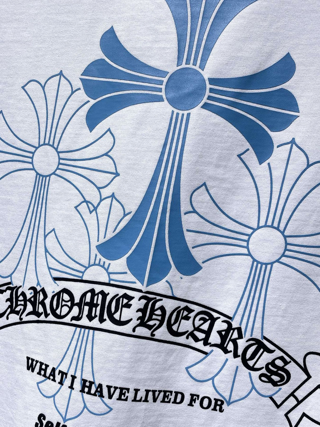 Chrome Hearts Blue Floral Cross Graphic T-Shirt — detail