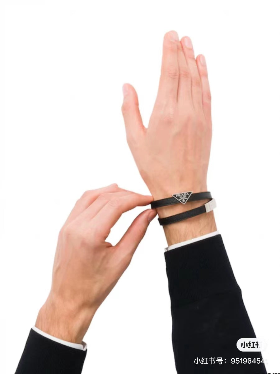 Prada Leather 18K Gold Bracelet