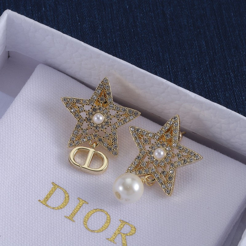 Dior Star Diamond 18K Gold Earrings