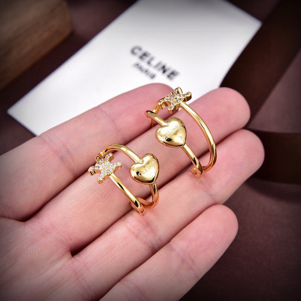 Celine Heart 18K Gold Earrings