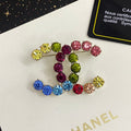 Chanel Color Crystal 18K Gold Brooch