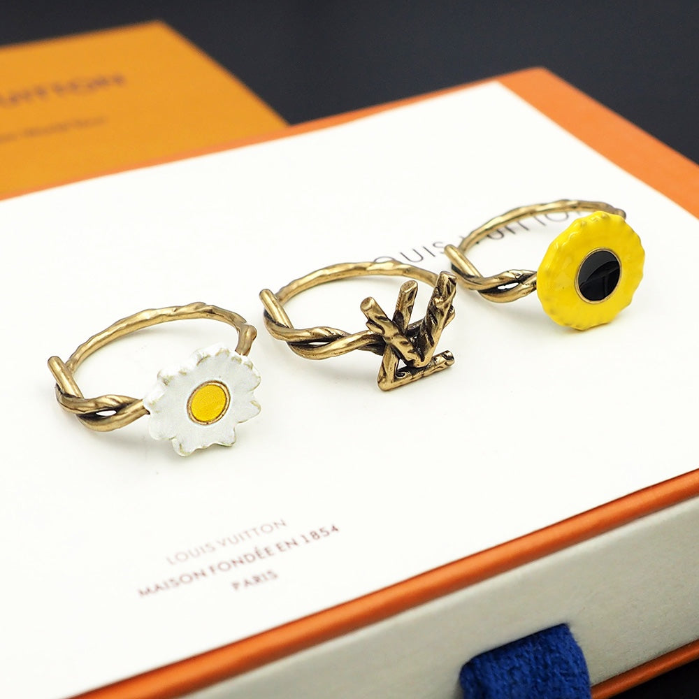 Louis Vuitton Gardening Set of Three 18K Gold Ring