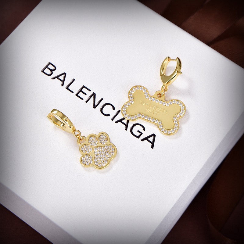 Balenciaga Diamond Gold 18K Gold Earrings
