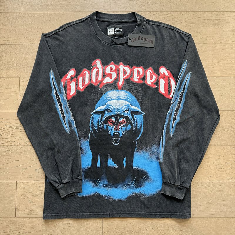 Godspeed Bear Graphic Long-Sleeve T-Shirt — front